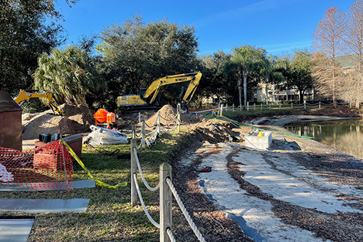 Ongoing Site Works Near a Pond in Kissimmee Florida